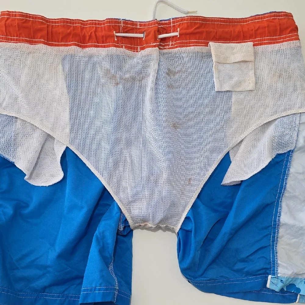 Faded Glory Men's Blue Floral Board Shorts Swim Trunks XL (40-42) Beach Surf